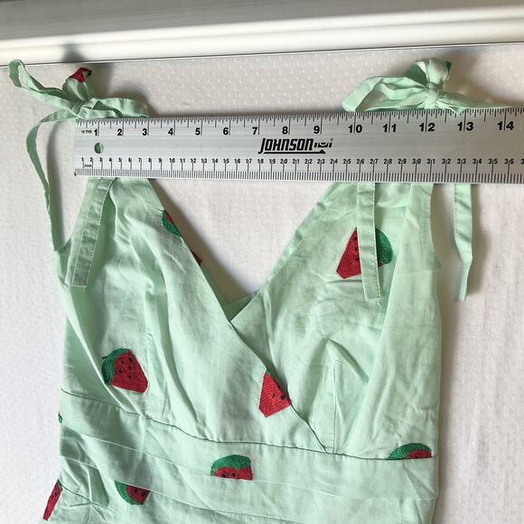 Voodoo Vixen Women Dress S Mint Green Watermelon Embroidery Fruit Fit & Flare - Picture 4 of 12